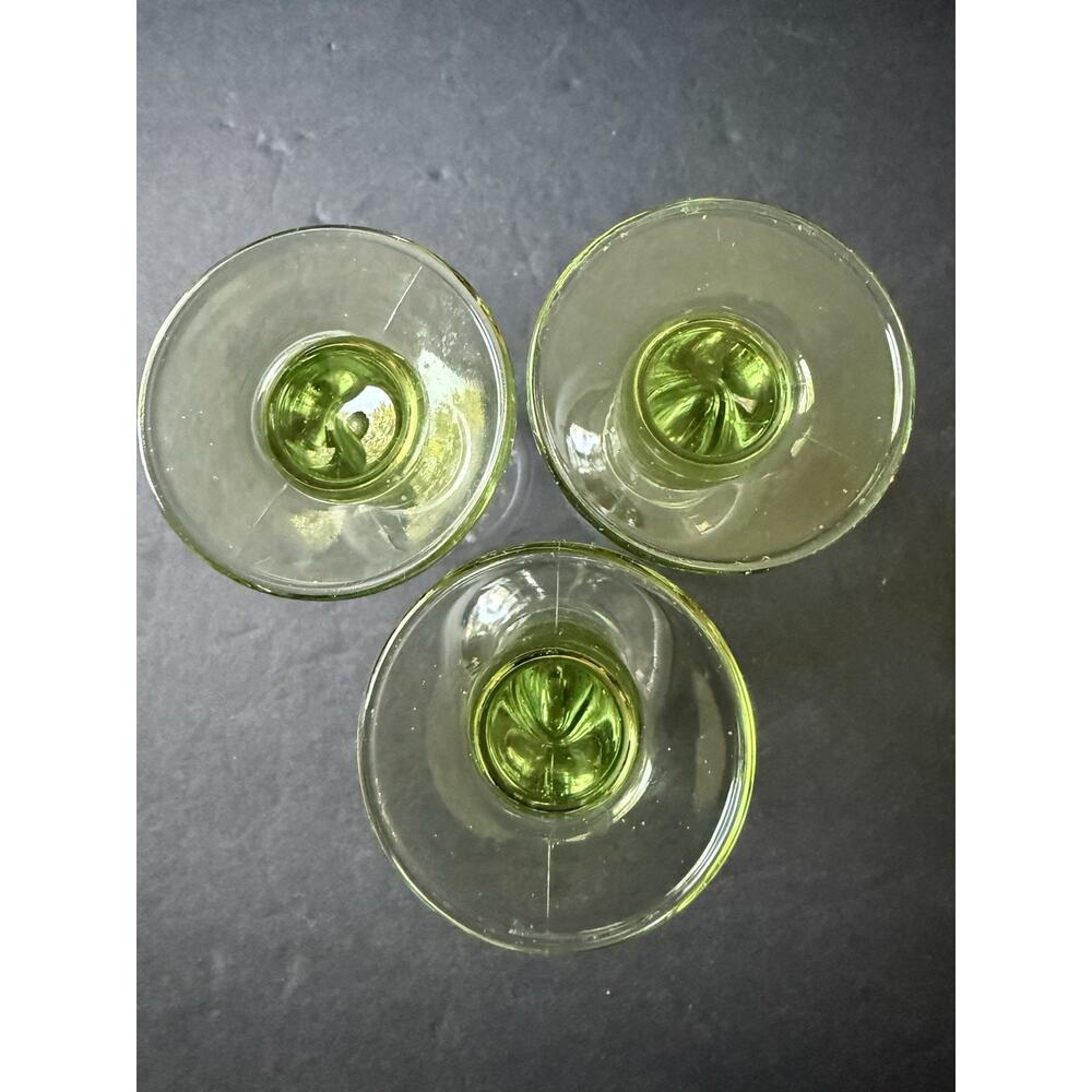 Bormioli Rocco Italy Glasses Limoncino Cordial Glasses Set (3) Green Stem MCM - Picture 6 of 7